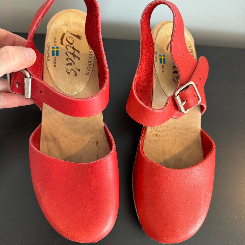 Lotta’s Stockholm Swedish clogs wooden red 36 6 Christmas lowest price listed